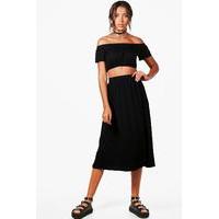 Lily Off The Shoulder Top & Skirt Co-ord - black