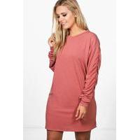 Libby Ruched Sleeve Oversized Sweat Dress - blush