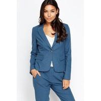 Linen Blend Middle Blue Blazer