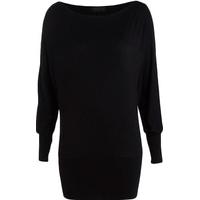 Liddy Plain Long Sleeved Batwing Top - Black