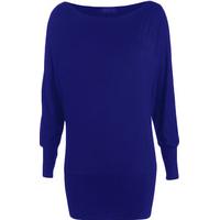 Liddy Plain Long Sleeved Batwing Top - Electric Blue