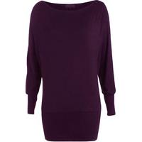 Liddy Plain Long Sleeved Batwing Top - Purple