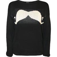 Lilly Moustache Knitted Jumper - Black