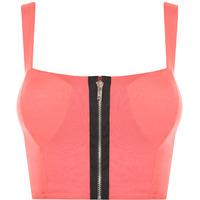 Lindsey Zip Detail Strappy Sleeveless Bralet - Coral