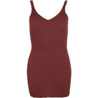 Lilith Knitted Ribbed Mini Dress - Wine