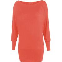 Liddy Plain Long Sleeved Batwing Top - Coral