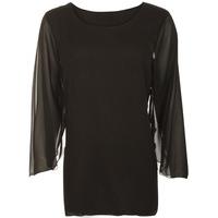 Lizzy Long Sleeve Chiffon Top - Black