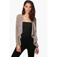 Lightweight Waterfall Chiffon Jersey Jacket - mocha