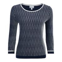 Linen Silk Textured Sweater (Navy/Linen White / 18)