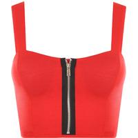 lindsey zip detail strappy sleeveless bralet red