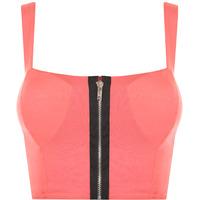 lindsey zip detail strappy sleeveless bralet coral