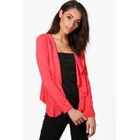 Lightweight Waterfall Chiffon Jersey Jacket - coral