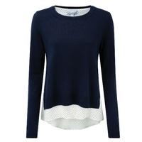 Linen Silk Double Layer Sweater (Navy/White / 12)