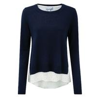 linen silk double layer sweater navywhite 16