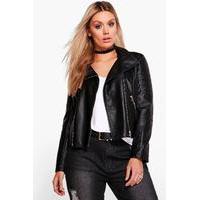 Lily Biker Collar Faux leather Jacket - black