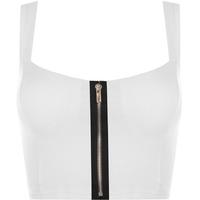 lindsey zip detail strappy sleeveless bralet white