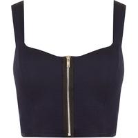 Lindsey Zip Detail Strappy Sleeveless Bralet - Navy Blue