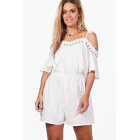 Lilly Crochet Open Shoulder Playsuit - ivory