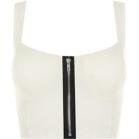 Lindsey Zip Detail Strappy Sleeveless Bralet - Cream