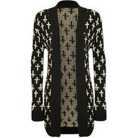 Lindsey Cross Open Knitted Cardigan - Black
