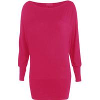 Liddy Plain Long Sleeved Batwing Top - Cerise