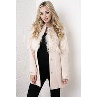 light pink faux fur coat