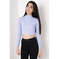 light blue long sleeved ribbed crop