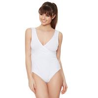 Lilita Basic Sleeveless Wrapover Ruched Bodysuit - White