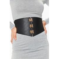 Lisa Black PU Gold Clasp Corset Belt