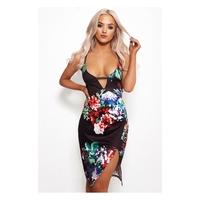 Lilliana Black Floral Midi Dress