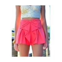 Limited Edition Neon Pink Bow Front Shorts