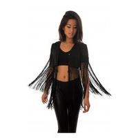 Limited Edition Fringed Crop Jacket In Black