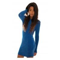 Lina Blue Sparkly Lurex Open Back Mini Dress