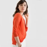 Linen Crew Neck Jumper with 3/4 Sleeves