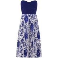 Little Mistress - Blue Floral Bandeau Prom Dress, Size 8 women\'s Long Dress in blue