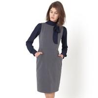 Lined Plain Stretch Twill Sleeveless Dress
