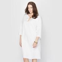 Linen Jewelled Neck Dress