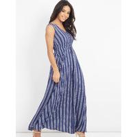 LILIBETH - Stripe Maxi Dress With Side Splits Navy