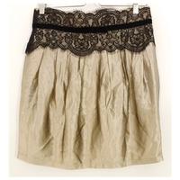 Lipsy Size 14 Champagne Metallic Skirt With Lace And Bow Detail