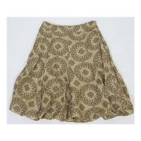 Linea Beige & Brown Floral Calf Length Skirt Size 12