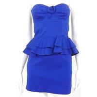 Lipsy Size 8 Royal Blue Peplum Strapless Dress