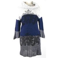 Lineamaglia - Size 16 - Pumice Navy & Charcoal Marl - Patterned Sweater Dress