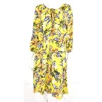 Linea Weekend Size 14 Yellow Bold Floral Print Midi Dress