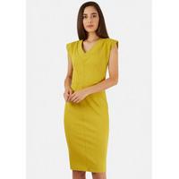 Lime V-Neck Jersey Bodycon Midi Dress