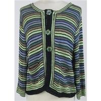 Linea, Size M green, brown & blue striped cardigan