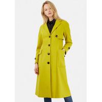 Lime Long Single Breasted Military Style Wool Coat