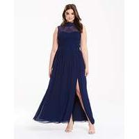 little mistress high neck lace maxi