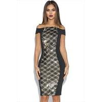 Little Mistress Black and Gold Sequin Wiggle Dress
