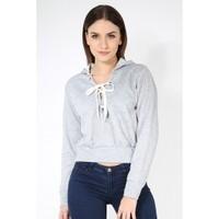 Lisa Eyelet Lace Up Front Crop Top