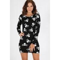 Lidia Long Sleeves Multi Print Bodycon Dress